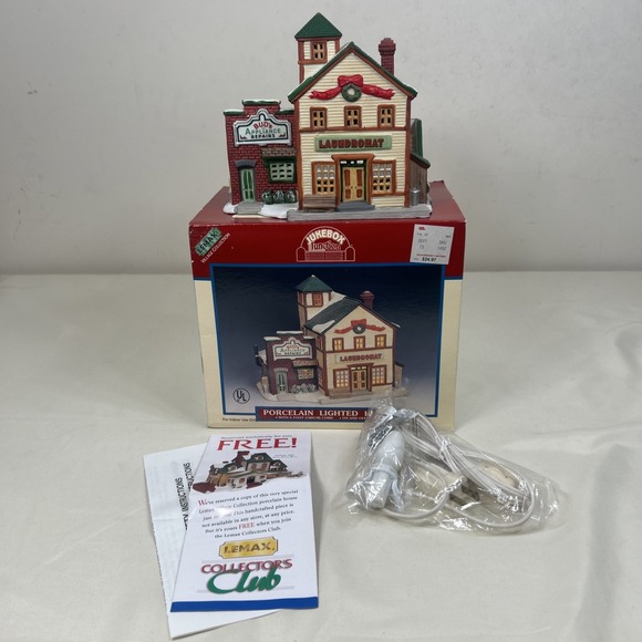 Lemax Jukebox Junction Laundromat Bud's Appliance Lighted House In Box 1998 - Picture 1 of 9
